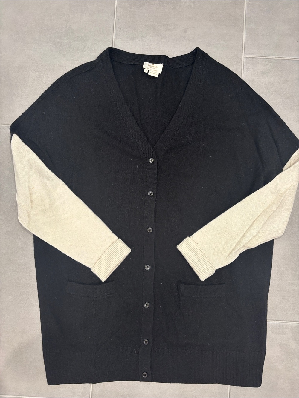 Kate Spade Black & Cream Cardigan Sweater Size Small